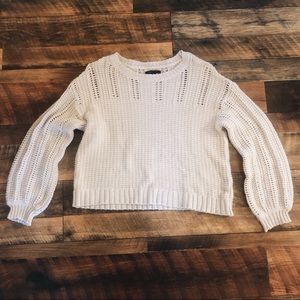 cream knitted balloon sleeve sweater